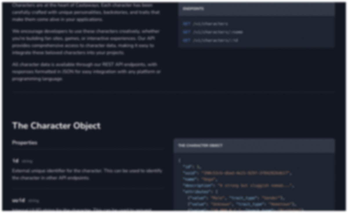 Introducing the Castaways Character API